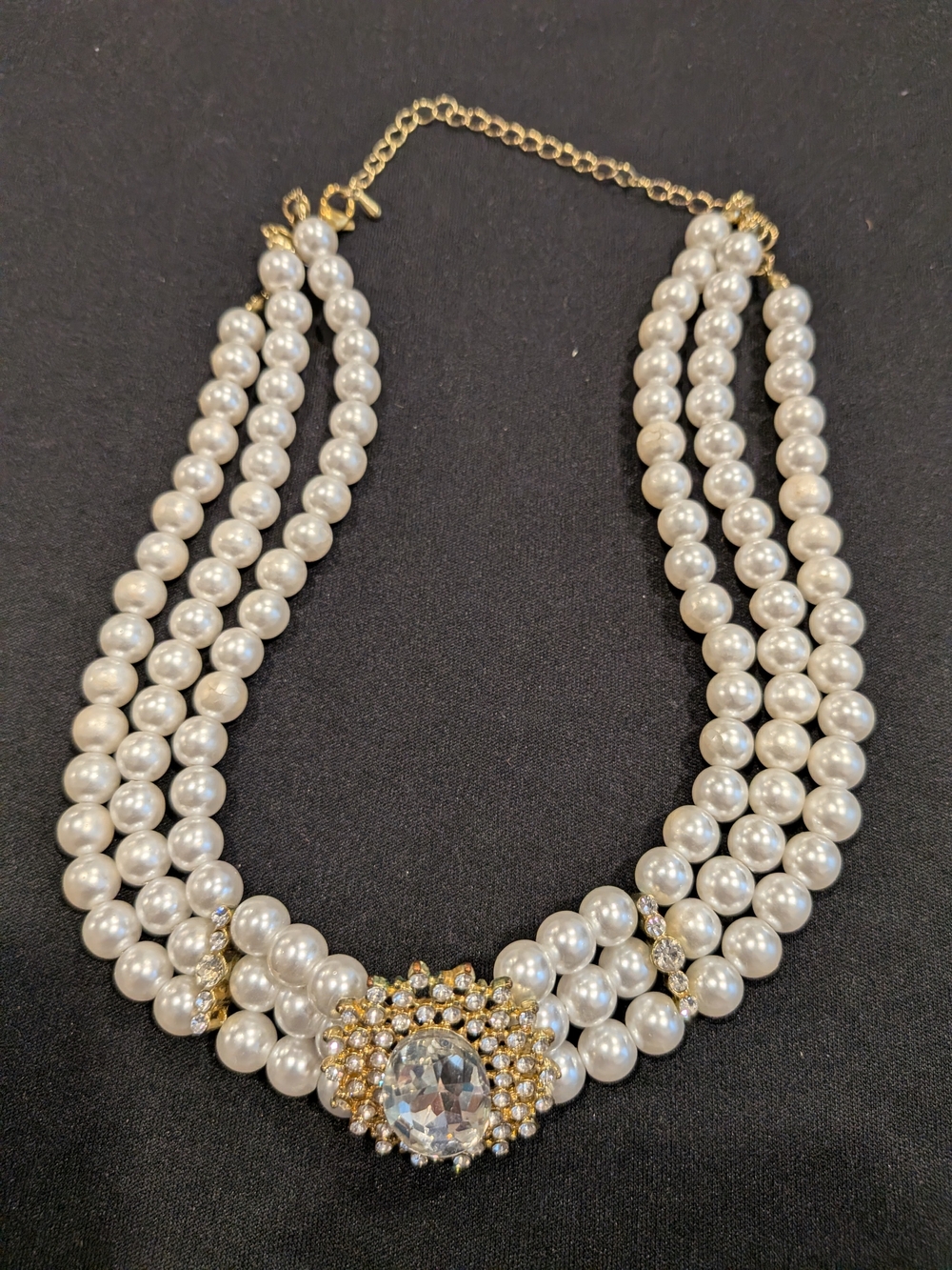 Ivory Faux Pearl Multi-Strand Necklace 9"